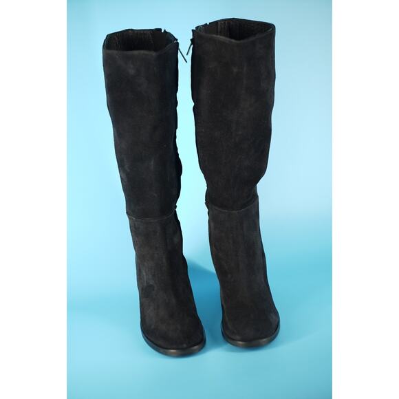 Aquatalia Baia Black Knee High Suede Boots Size 10 New Mid Heel $625 - Picture 9 of 10